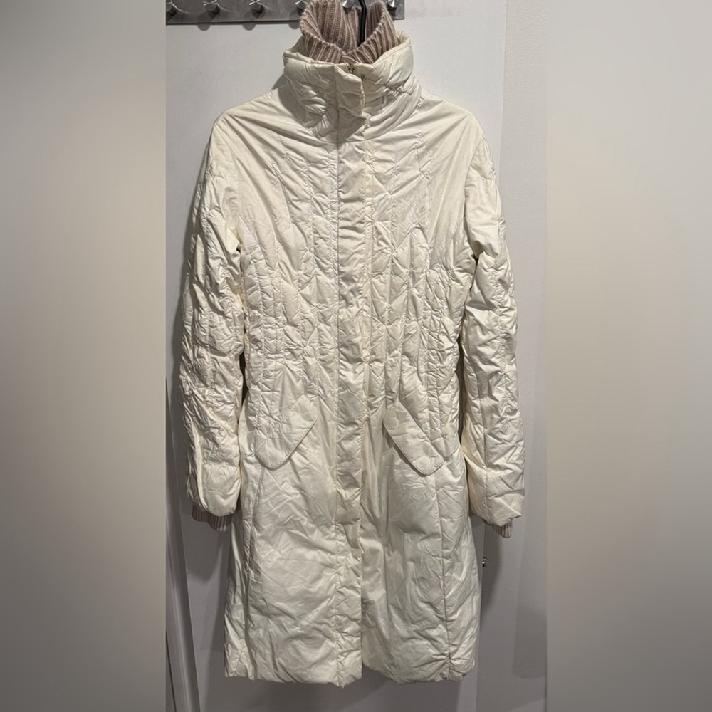 Vintage Lady Dutch down feathers puffer coat jacket fitted Y2K cream warm USS